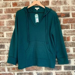NWT Earthbound Trading Co. Waffle Knit Hoodie Top